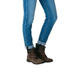 Rock Candy Womens Boots Lace Up Distressed American Flag Print Combat Boots 9